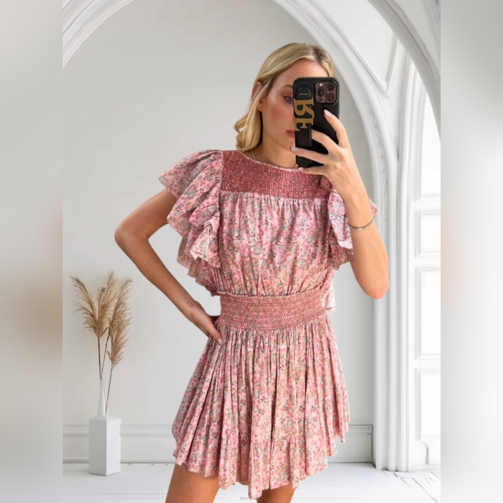 LoveShackFancy Marcella Dress in Pink Bloom